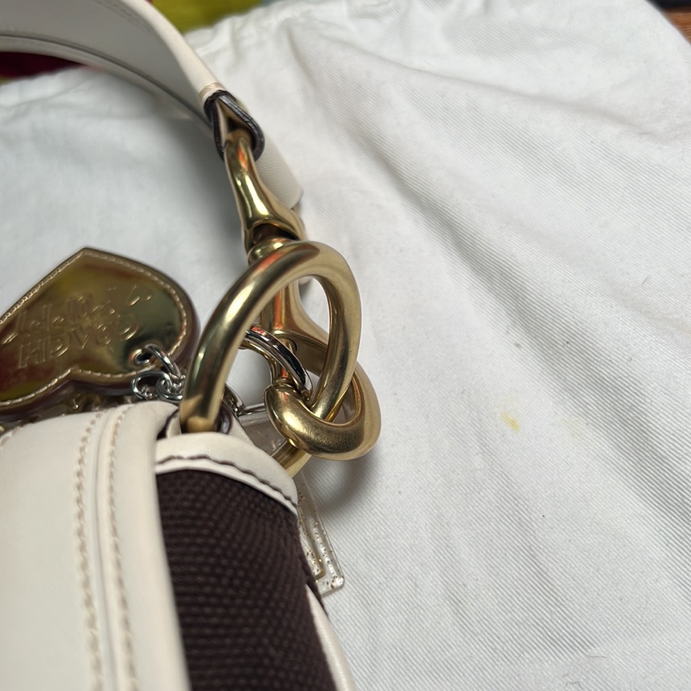 NWT Coach Legacy Stripe Parchment/Brown Slim Flap Ali Turnlock Shoulder Bag $378 - Picture 15 of 16